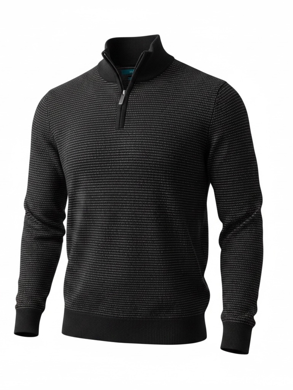 Perry Ellis Black Textured Quarter-Zip Sweater
